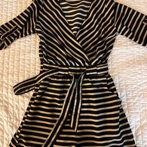 Arden B Black and White Striped Jumpsuit